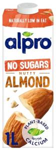 Alpro Almond No Sugars Plant-Based Long Life Drink, Vegan & Dairy Free, 1L