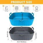 2 Pack Silicone Air Fryer Liners with Handles