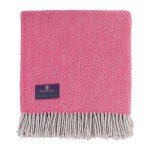 Prince of Scots Highland Tweeds Herringbone 100% Pure New Wool Throw (Magenta Pink)
