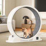 LotFun 41” Cat Exercise Wheel with Pedometer, Cat Running Wheel for Indoor Cats, 10 Minutes Fast and Easy Installation, Cat Treadmill for Cat's Fitness & Health, Suitable for Most Cats(White)