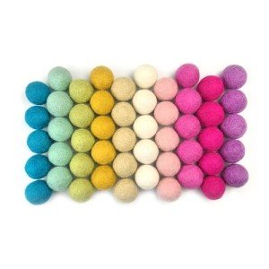 Unicorn Princess Wool Felt Balls | 50 Pom Poms Handfelted in Nepal | Muted Rainbow Colors for Crafts, Garland, Felting, Baby Mobile, Decor | .8-1 Inch | Muslin Bag Included
