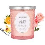 M&SENSE Jasmine Rose Candle, Wooden Wick Scented Candle Gifts for Women, 100 Hours Slow Burning Natural Soy Candles 18oz, Stress Relief Aromatherapy Candles Home Decor, Gifts for Her Him