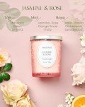 M&SENSE Jasmine Rose Candle, Wooden Wick Scented Candle Gifts for Women, 100 Hours Slow Burning Natural Soy Candles 18oz, Stress Relief Aromatherapy Candles Home Decor, Gifts for Her Him