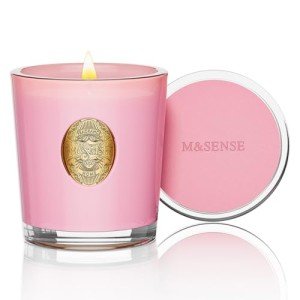 M&SENSE Luxury Colored 10.2 oz Soy Wax Candle | Peony Blush Scented | 55 Hour Burn for Home Scented|Candle Gift for Women and Men