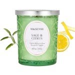 M&SENSE Sage Citrus Candle, Wooden Wick Scented Candle Gifts for Women, 100 Hours Slow Burning Natural Soy Candles 18oz, Stress Relief Aromatherapy Candles Home Decor, Gifts for Her Him