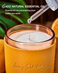 M&SENSE Soy Candles for Home Scented, Orange Island Scented 7.4oz 40 Hours Long Lasting, Natural Aromatic Jar Candle for Spa Bathroom Bedroom, Leather Wrapped Luxury Candle Gifts for Men & Women