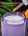 M&SENSE Lavender Spa Soy Candles for Home Scented, Stress Relief Aromatherapy Candles for Meditation Spa Yoga, Leather Wrapped Luxury Candle Gifts for Women,40 Hours Long Lasting, 7.4oz
