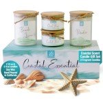 BB Candles Coastal Essentials Scented Candle Gift Set, Decorative Candles for Home Decor, Long Burning Candles Set - 4 Candles 74 Value (Beach Linen, Paradise, Coral Reef, and Coastal Pear)
