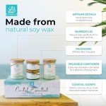 BB Candles Coastal Essentials Scented Candle Gift Set, Decorative Candles for Home Decor, Long Burning Candles Set - 4 Candles 74 Value (Beach Linen, Paradise, Coral Reef, and Coastal Pear)