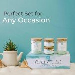 BB Candles Coastal Essentials Scented Candle Gift Set, Decorative Candles for Home Decor, Long Burning Candles Set - 4 Candles 74 Value (Beach Linen, Paradise, Coral Reef, and Coastal Pear)
