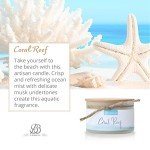 BB Candles Coastal Essentials Natural Soy Hand Poured Candle, Coral Reef, Fragrant Coastal Candle with Strong Scents, Artisan Candle, 4oz, 30+ Hours Burn Time