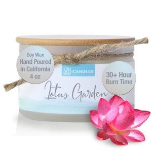 BB Candles Coastal Essentials Natural Soy Hand Poured Candle, Lotus Garden Fragrant Coastal Candle with Strong Scents, Artisan Candle, 4oz, 30+ Hours Burn Time