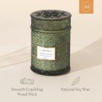 LA JOLIE MUSE Scented Candles Eucalyptus & Alpine Sage, Large Wood Wicked Candles, Decorative Candles in Glass, Natural Soy Wax, 90 Hours Long Burning, 19oz