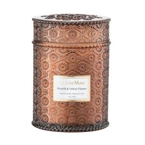 LA JOLIE MUSE Hearth & Velvet Flames Scented Candles, Christmas Candles for Home Scented, Warm Holiday Candles Gifts for Women, Wood Wicked Large Jar Candles for Home Scented, Long Burning Time, 19 Oz