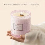LA JOLIE MUSE Rose Noir & Oud Candle, Valentines Candles Gift for Women, Rose Scented Candle, Wood Wicked Candle, Pink Candles for Home Scented, Large Candle, Long Burning Time, 19 Oz