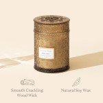 LA JOLIE MUSE Amber Candle, Scented Candle Gifts for Men&Women, Wood Wicked Large Candle for Home Scented, Long Burning Glass Jar Candle, Sahara Ambre, 19oz