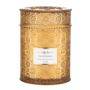 LA JOLIE MUSE Sandalwood Candle, Wood Wicked Large Candle for Home Scented, Scented Candle Gifts for Men&Women, Long Burning Glass Jar Candle, Santal Himalayen, 19oz