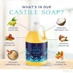 YARELI Pure Castile Soap Liquid, Unscented, with All Organic Oils for Adults, Kids and Babies as Body Wash or Hand Soap, 64oz Refill