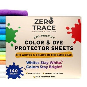 ZERO TRACE Color Catchers for Laundry - Protects Clothes with Laundry Color Dye Catcher Sheets, Color Run Remover, Color Grabbing Laundry Sheets, and Color Bleed Remover for Clothes - 140 Sheets