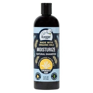 4Legger Organic Dog Shampoo, Dry, Itchy Skin and Coat Relief, Coconut Oil, Lemongrass Hemp Dog Shampoo, Puppy Shampoo 16 oz