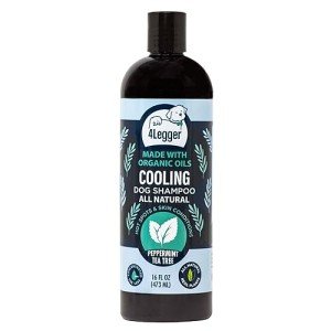 4Legger Organic Dog Shampoo, Cooling Peppermint Tea Tree Dog Shampoo for Skin Conditions, Hot Spot Shampoo 16 oz