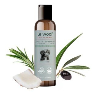 Le Woof Tea Tree & Aloe Dog Shampoo 4oz: Certified Organic, Natural Shampoo Cleans & Conditions, Relief for Itchy Skin