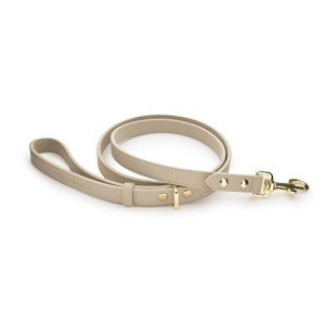 NINA WOOF Leather Dog Leash - Cupertino - Beige Slim Leash with Reinforced Hardware, European Design Soft Dog Collars, Harnesses & Leashes, 4ft