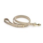 NINA WOOF Leather Dog Leash - Cupertino - Beige Slim Leash with Reinforced Hardware, European Design Soft Dog Collars, Harnesses & Leashes, 4ft