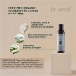 Le Woof Tea Tree & Aloe Dog Shampoo 4oz: Certified Organic, Natural Shampoo Cleans & Conditions, Relief for Itchy Skin