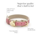 Nina Woof Rio Pink Vegan Leather Dog Collar - Padded Luxury Adjustable Buckle Collar - Sustainable, Cruelty-Free, for Small to Large Dogs