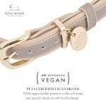 NINA WOOF London Vegan Leather Dog Collar and Leash Bundle (Small) - Luxury Cute Dog Collar and Dog Lead - Soft Padded and Adjustable for Small, Medium, and Large Dogs - Grey Over Beige