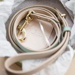 NINA WOOF Cupertino Dog Collar and Leash Bundle (Extra Small) - Vegan Leather Dog Collar Compatible with Airtag 2021 with Handcrafted Leather Leash for Dogs in a Stylish European Design - Baby Blue