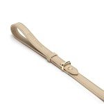 NINA WOOF Cupertino Dog Collar and Leash Bundle (Small) - Vegan Leather Dog Collar Compatible with Airtag 2021 with Handcrafted Leather Leash for Dogs in a Stylish European Design - Beige