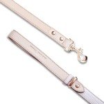 NINA WOOF Milan Genuine Vegan Leather Dog Collar and Leash Bundle (Medium) - Soft Padded Collar with Adjustable Buckle Bundled with a Matching Long Dog Leash for Small, Medium, and Large Dogs - Lilac