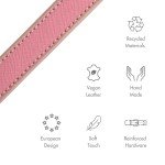 Nina Woof Rio Pink Vegan Leather Dog Collar - Padded Luxury Adjustable Buckle Collar - Sustainable, Cruelty-Free, for Small to Large Dogs