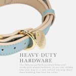 NINA WOOF Cupertino Dog Collars, Harnesses & Leashes Made from Vegan Leather with Dog Tracker Device Holder Adjustable Dog Collar - Color Blue, Medium