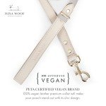 NINA WOOF London Vegan Leather Dog Collar and Leash Bundle (Small) - Luxury Cute Dog Collar and Dog Lead - Soft Padded and Adjustable for Small, Medium, and Large Dogs - Grey Over Beige