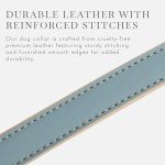 NINA WOOF Cupertino Dog Collars, Harnesses & Leashes Made from Vegan Leather with Dog Tracker Device Holder Adjustable Dog Collar - Color Blue, Medium