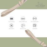 NINA WOOF London Vegan Leather Dog Collar and Leash Bundle (Small) - Luxury Cute Dog Collar and Dog Lead - Soft Padded and Adjustable for Small, Medium, and Large Dogs - Grey Over Beige