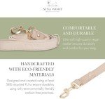 NINA WOOF Milan Genuine Vegan Leather Dog Collar and Leash Bundle (Medium) - Soft Padded Collar with Adjustable Buckle Bundled with a Matching Long Dog Leash for Small, Medium, and Large Dogs - Lilac