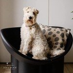 NINA WOOF London Vegan Leather Dog Collar and Leash Bundle (Small) - Luxury Cute Dog Collar and Dog Lead - Soft Padded and Adjustable for Small, Medium, and Large Dogs - Grey Over Beige