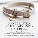 NINA WOOF Milan Genuine Vegan Leather Dog Collar and Leash Bundle (Medium) - Soft Padded Collar with Adjustable Buckle Bundled with a Matching Long Dog Leash for Small, Medium, and Large Dogs - Lilac