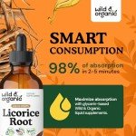 Wild & Organic Licorice Root Tincture - Digestive, Lung & Skin Support - Licorice Root Extract Liquid Drops - Vegan, Sugar & Alcohol-Free Supplement - 4 fl oz