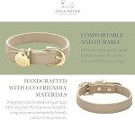 Copenhagen Leather Dog Collar - Handmade with Vegan Soft Leather Round Padded Collar Extra Small - Leather Dog Leash - Cupertino - Slim Leash - Beige - 4ft