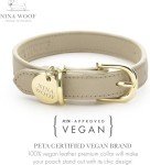 Copenhagen Leather Dog Collar - Handmade with Vegan Soft Leather Round Padded Collar Extra Small - Leather Dog Leash - Cupertino - Slim Leash - Beige - 4ft