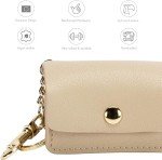 NINA WOOF Leather Dog Leash - Slim Leash Soft Dog Collars 4ft & Leather Poop Bag Holder Dispenser - Pet Diaper & Poop Bags Small Pouch Holder - Cupertino Beige