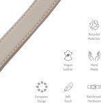 Copenhagen Leather Dog Collar - Handmade with Vegan Soft Leather Round Padded Collar Extra Small - Leather Dog Leash - Cupertino - Slim Leash - Beige - 4ft