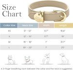 Copenhagen Leather Dog Collar - Handmade with Vegan Soft Leather Round Padded Collar Extra Small - Leather Dog Leash - Cupertino - Slim Leash - Beige - 4ft