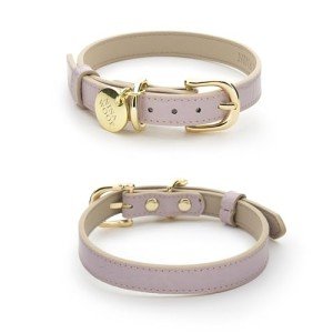 NINA WOOF Milan Vegan Leather Dog Collar - Padded Luxury Dog Collar with Adjustable Buckle - Collar for Dogs, Dog Collar for Small Dogs to Dog Collar for Large Dogs - Color Lilac, Size Medium