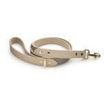 Nina Woof London Vegan Leather Dog Lead (4ft) Padded Luxury - Large & Medium Dogs, Ideal Long Leash (Grey Over Beige)